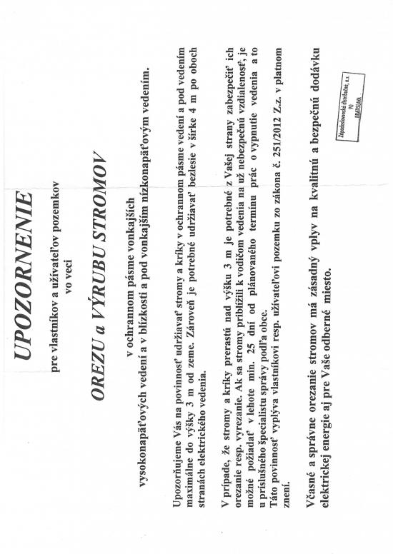Výzva a&nbsp;upozornenie od&nbsp;Spoločnosť Západoslovenská distribučná, a.s.Bratislava -A Nyugat-Szlovákiai Villamosművek felhívása és figyelmeztetése 